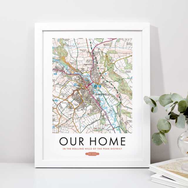 Personalised Custom Made UK Map Print Os Maps Homeowner House Warming Gift Framed Art Wall Decor Detailed - image 1