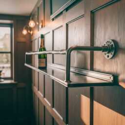 Industrial Wine Rack Wall Mounted Bar Drinks Cabinet Industrial Metal Shelf Vintage Kitchen Shelf's , Bathroom Steel