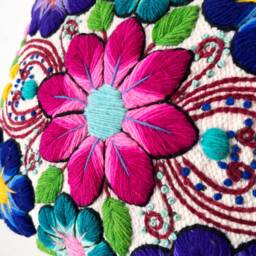 Hand Embroidered Floral Pillow Cover Peruvian Wool Home Decor - 16x16 - thumbnail 3