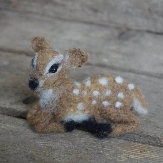 Realistic Needle Felted Fawn - Baby Deer Miniature - image 1