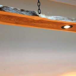 Yew Wood Slab With Led Spot Lights, Pendant Light, Timbers Recessed Spotlights - thumbnail 2