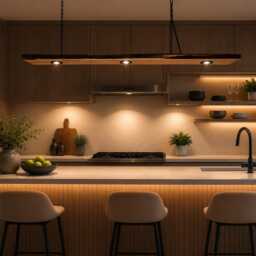 Yew Wood Slab With Led Spot Lights, Pendant Light, Timbers Recessed Spotlights - thumbnail 3