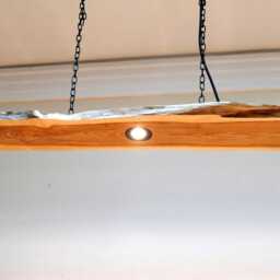 Yew Wood Slab With Led Spot Lights, Pendant Light, Timbers Recessed Spotlights - thumbnail 4