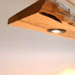 Yew Wood Slab With Led Spot Lights, Pendant Light, Timbers Recessed Spotlights - thumbnail 3