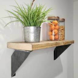 Industrial Shelf Brackets - Raw Steel Wall Support Heavy Duty Diy Shelving Hardware Handmade UK - thumbnail 2