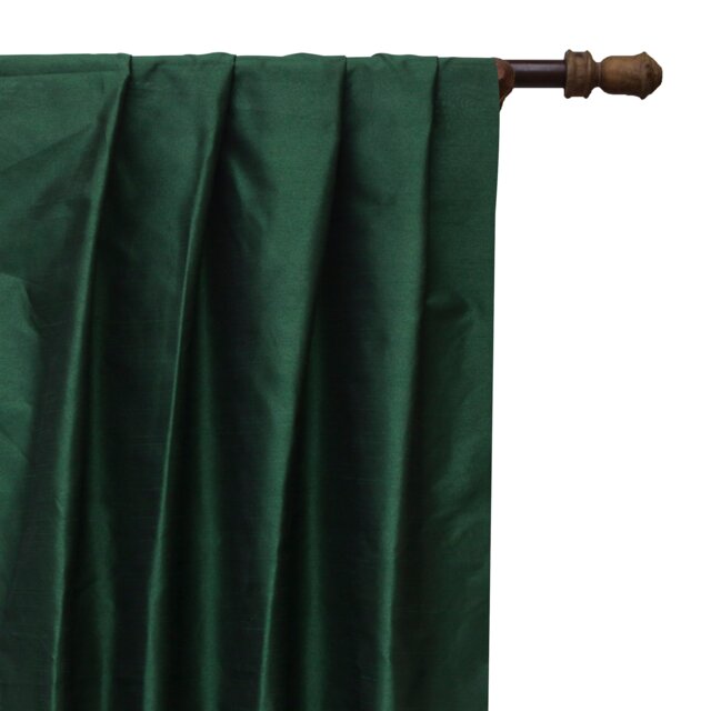 Bottle Green Art Silk Curtain Panels, Faux Curtains - Rod Pocket, Grommet, Box Pleat, Three Pinch Pleat, Tab Top & Plain Ring Top - image 1