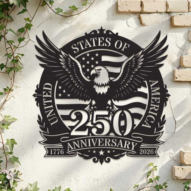 250Th Anniversary Usa Metal Wall Art, Patriotic Home Decor, American Pride Accent - image 1