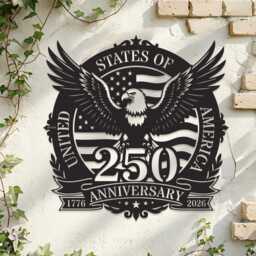 250Th Anniversary Usa Metal Wall Art, Patriotic Home Decor, American Pride Accent - thumbnail 1