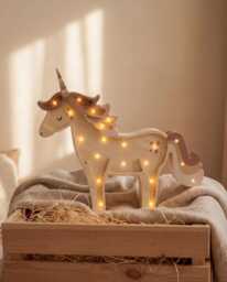 Wooden Unicorn Lamp - Kids Night Light, Girls Room Decor, Personalized Nursery Eco-Friendly Handmade Baby Gift