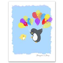 Penguin & Peep Balloons - Art Print 8x10 13x19 - thumbnail 3