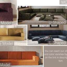 Customizable U-Shaped Velvet Floor Sofa - Boho Oriental Seating Set - thumbnail 3