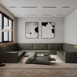 Customizable U-Shaped Velvet Floor Sofa - Boho Oriental Seating Set - thumbnail 2