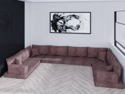 Customizable U-Shaped Velvet Floor Sofa - Boho Oriental Seating Set - thumbnail 1