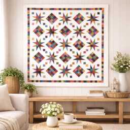 Evening Sunset Star Quilt Pattern - Modern Scrappy Throw - PDF Pattern - thumbnail 2