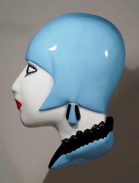 Echo Of Deco British Art Pottery Inspired Flapper Girl Wall Mask Ornament - image 1