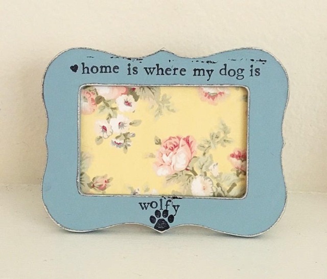 Personalized Dog Picture Frame Hand Stamped Pet Memorial, 4x6 Photo - image 1