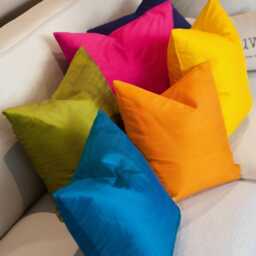 Raw Silk Pillow Cover Set, Colorful Euro Sham, Living Room Decor - thumbnail 1