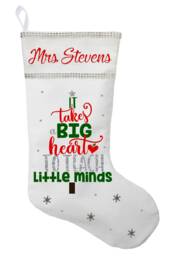 Personalized Teacher Christmas Stocking Handmade Cotton Satin Lining