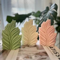 Leaf Shaped Soy Wax Pillar Candle Autumn Scented Halloween Decor - thumbnail 2