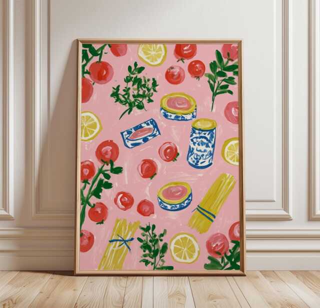 Italian Kitchen Poster, Tomato Pasta Print, Food Wall Art - image 1