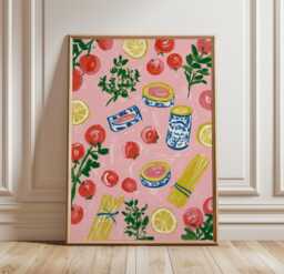 Italian Kitchen Poster, Tomato Pasta Print, Food Wall Art - thumbnail 1