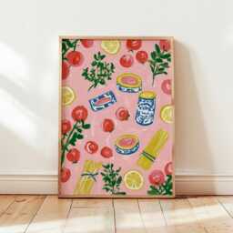 Italian Kitchen Poster, Tomato Pasta Print, Food Wall Art - thumbnail 4