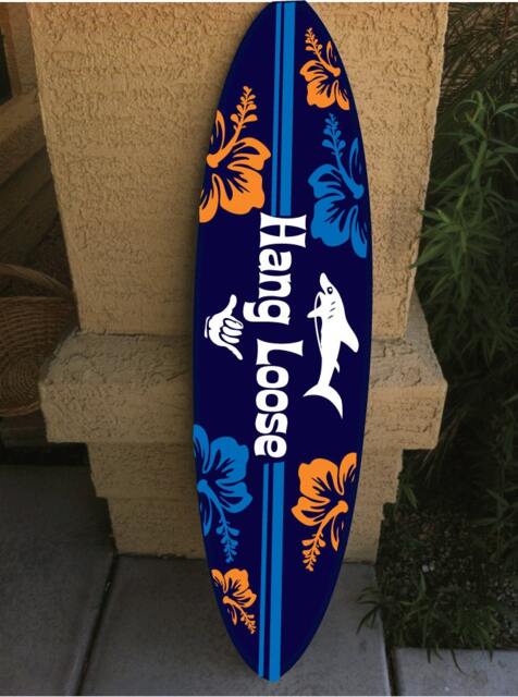 "Custom Surfboard Wall Hanging Hawaiian Beach Decor - 48"" X 12"