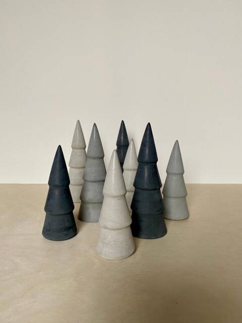 Concrete Fir Trees Set Of 2, Christmas Decoration, Advent Tree - image 1