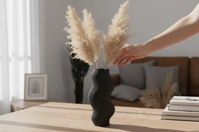 Waterproof Vase Modern Wavy 3D Printed Stylish Home Decor Minimalist Flower Unique Table Decoration Gift For Her - image 1