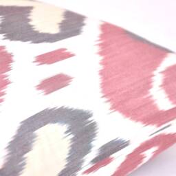 Blue & Red Cotton Ikat Lumbar Pillow Cover, Handloom Woven - 15x23 Inches - thumbnail 3