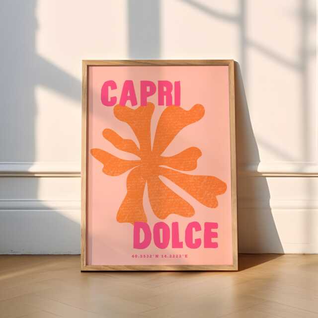 Capri Dolce Print - 3 Colours Travel - Travel Print, Italy, Kitchen, Boho, Neutral, Amalfi, Portofino, Rome, Milan, Funky, Lemon, Vita - image 1