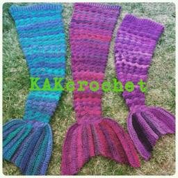 Crocheted Mermaid Tail Blanket Variegated Acrylic, Adult & Kid Sizes - thumbnail 2