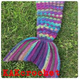 Crocheted Mermaid Tail Blanket Variegated Acrylic, Adult & Kid Sizes - thumbnail 3