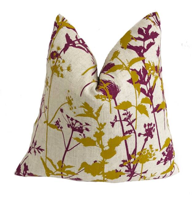 Harlequin & Clarissa Hulse - Nettles Natural/Tumeric Magenta Lovely Floral Cushion Cover Throw Pillow Designer Home Decor - image 1