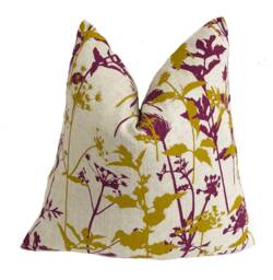 Harlequin & Clarissa Hulse - Nettles Natural/Tumeric Magenta Lovely Floral Cushion Cover Throw Pillow Designer Home Decor - thumbnail 1