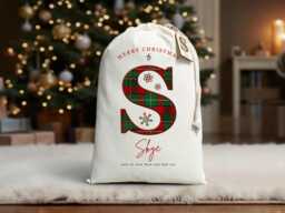 Personalised Tartan Santa Sack - Scottish Christmas Present Bag Nollaig Chridheil Gift Add Name Letter Custom Plaid Xmas Stocking - thumbnail 1