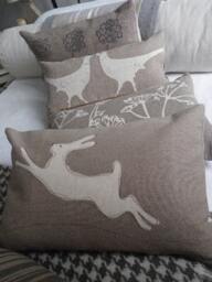 Hand Printed Stone Leaping Hare Cushion Cover - thumbnail 3