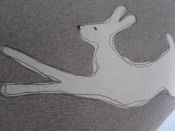 Hand Printed Stone Leaping Hare Cushion Cover