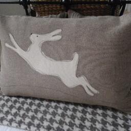 Hand Printed Stone Leaping Hare Cushion Cover - thumbnail 2