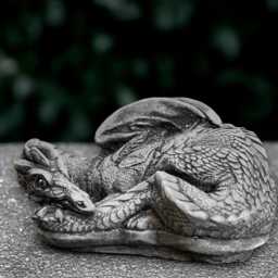 Stone Curled Dragon Statue Concrete Sculpture Cement Figurine Dragon Lover Gift Handmade Art Front Door Decoration - thumbnail 4