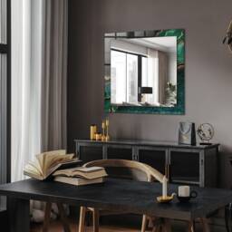 Green Abstract Patterns Mirror, Rectangular Mirror With Frame, Gray Printed Decorative Wall Hallway - thumbnail 2