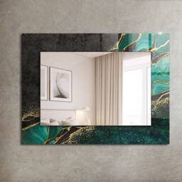 Green Abstract Patterns Mirror, Rectangular Mirror With Frame, Gray Printed Decorative Wall Hallway