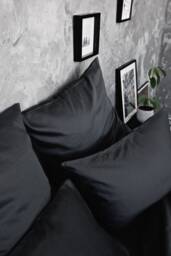 Sateen Pillowcases - 100% Egyptian Cotton, Light Blue Pillows, Navy Dark Grey White Pillows - thumbnail 1