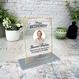 Happy Retirement Gold Frame Photo Gift Employee Custom Personalised Plaque - Acrylic Plaque, Present - thumbnail 2