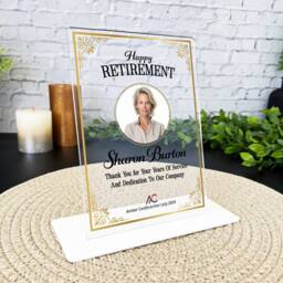 Happy Retirement Gold Frame Photo Gift Employee Custom Personalised Plaque - Acrylic Plaque, Present - thumbnail 3