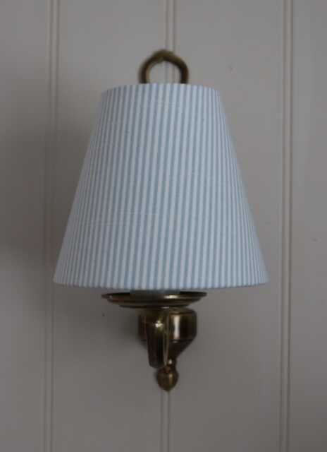 Sky Blue Fine Stripe Luxury Candle Clip Lampshade. Bespoke. Handmade. Wall Lights. Chandeliers - image 1