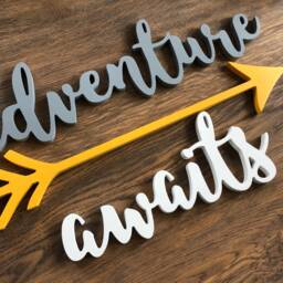 Nursery Wall Decor Wood Sign Adventure Awaits Wooden Letters & Arrow, Playroom Sign, Decor, Nature, Be Brave - thumbnail 2