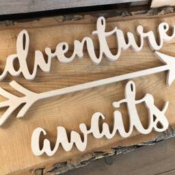 Nursery Wall Decor Wood Sign Adventure Awaits Wooden Letters & Arrow, Playroom Sign, Decor, Nature, Be Brave - thumbnail 3