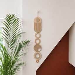 Modern Wall Art - Geometric Artwork Minimal Home Decor Slim Long Tapestry Wood - thumbnail 4