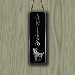 Aries Zodiac Sign Wall Art Brushed Silver Hanging Plaque - thumbnail 3